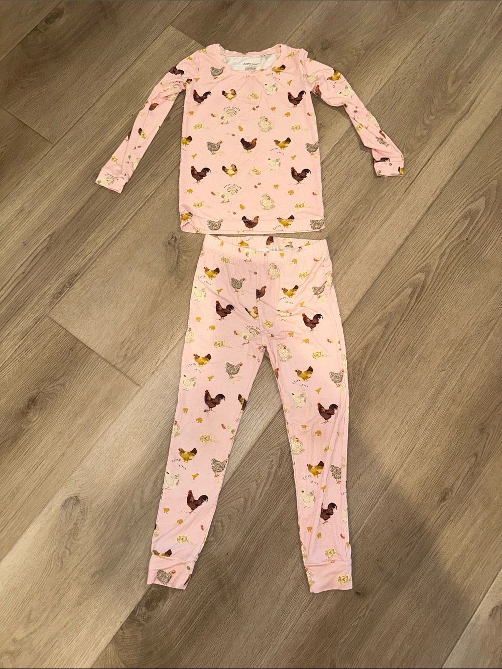 Angel Dear Pink Chicken Print Pajama Set